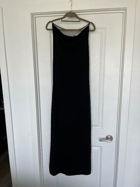Black Maxi Dress with Cowel Neck and Mesh Back (Canadian Made)